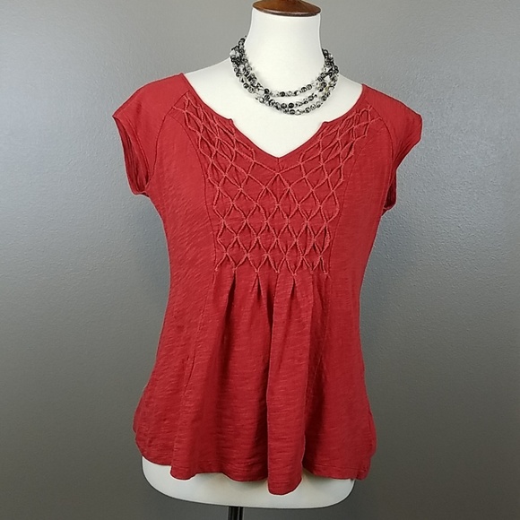 Anthropologie Tops - Anthropologie Deletta Smocked top with cap sleeves